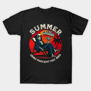 "Skeleton Summer Chill" - Beach Sunset, Funny Relaxing Skeleton Tee T-Shirt